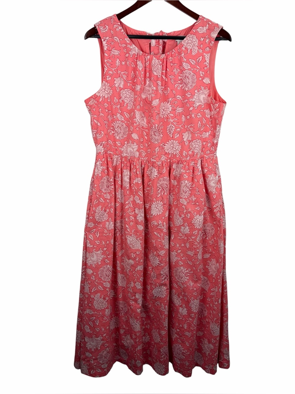J. Crew Factory | Pink White Floral Sleeveless Midi Dress
